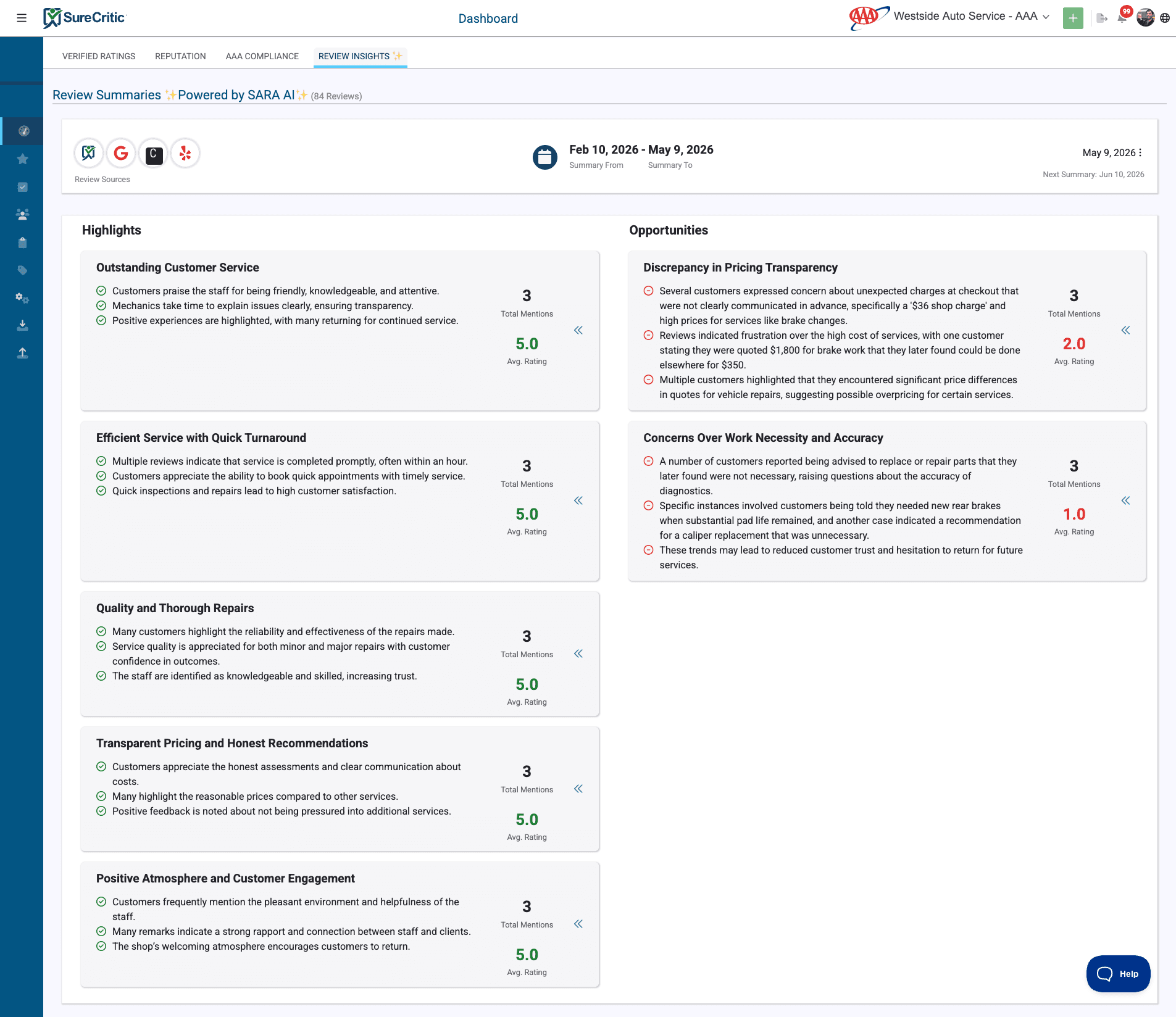 SureCritic review insights: sentiment and satisfaction signals